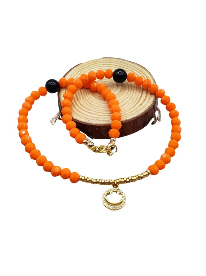 collar en cristales naranja